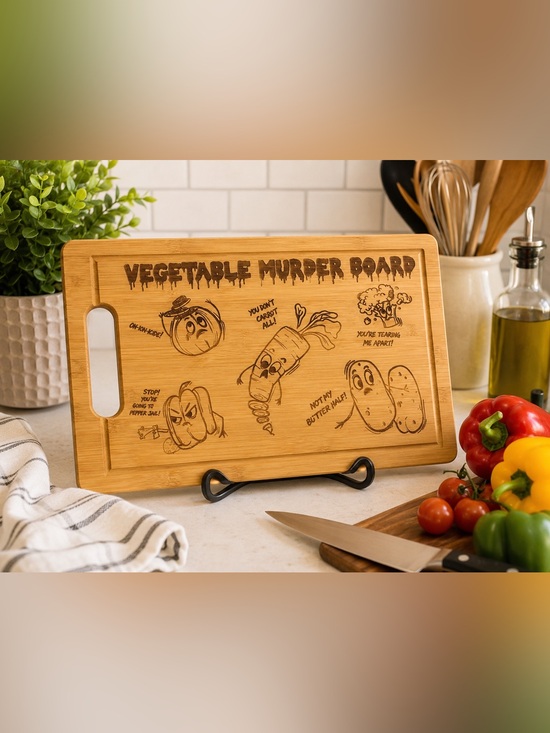 Other - Vegetable Murder Bamboo Cutting Board - Funny Engraved